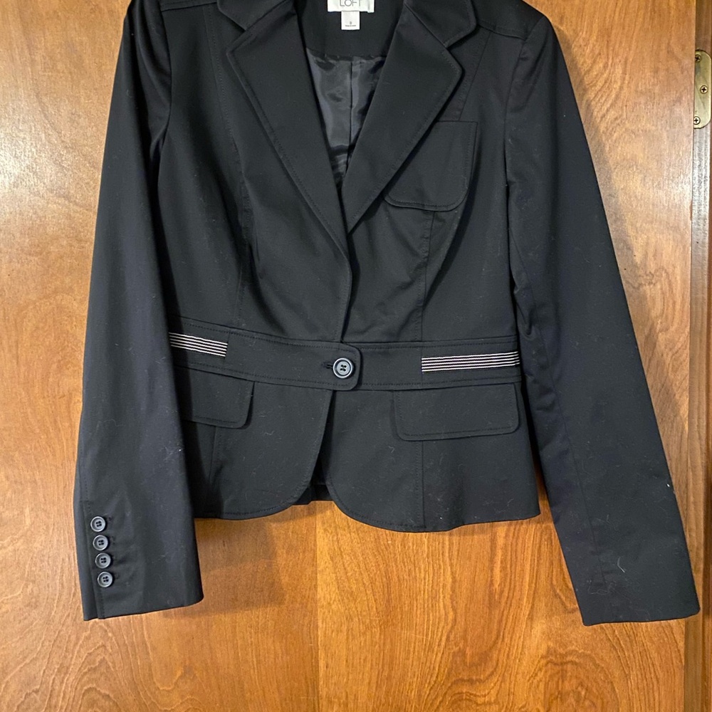 LOFT Women's Classic Black Blazer with single Button Detail
